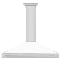 ZLINE 48 Inch Stainless Steel Range Hood with White Matte Shell and Stainless Steel Handle, KB4STX-WM-48 - Smart Kitchen Lab