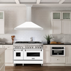 ZLINE 48 Inch Stainless Steel Range Hood with White Matte Shell and Stainless Steel Handle, KB4STX-WM-48 - Smart Kitchen Lab