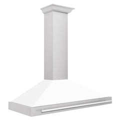 ZLINE 48 Inch Stainless Steel Range Hood with White Matte Shell and Stainless Steel Handle, KB4STX-WM-48 - Smart Kitchen Lab