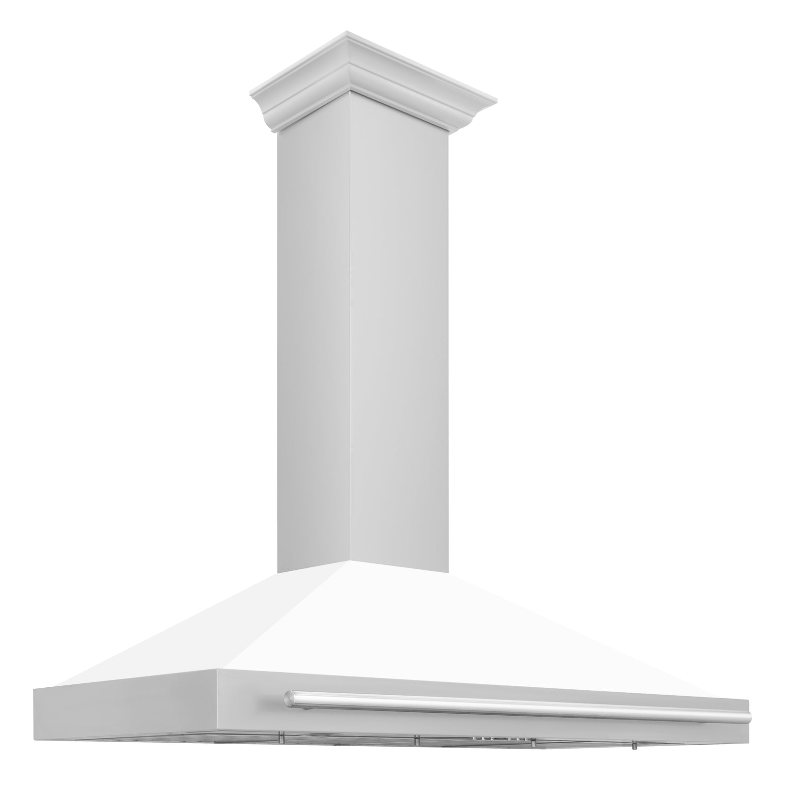 ZLINE 48 Inch Stainless Steel Range Hood with White Matte Shell and Stainless Steel Handle, KB4STX-WM-48 - Smart Kitchen Lab
