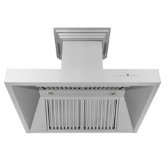 ZLINE 54 in. Stainless Steel Wall Range Hood with Built-in CrownSound® Bluetooth Speakers, 697CRN-BT-54 - Smart Kitchen Lab