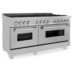 ZLINE 60 In. Professional Dual Fuel Range in Stainless Steel with DuraSnow®Stainless Steel Door, RA-SN-60 - Smart Kitchen Lab