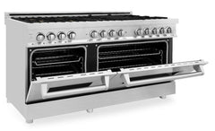 ZLINE 60 in. Professional Gas Burner with Brass Burners, 7.6 cu. ft. Electric Oven in Stainless Steel, RA-BR-60 - Smart Kitchen Lab