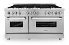 ZLINE 60 in. Professional Gas Burner with Brass Burners, 7.6 cu. ft. Electric Oven in Stainless Steel, RA-BR-60 - Smart Kitchen Lab