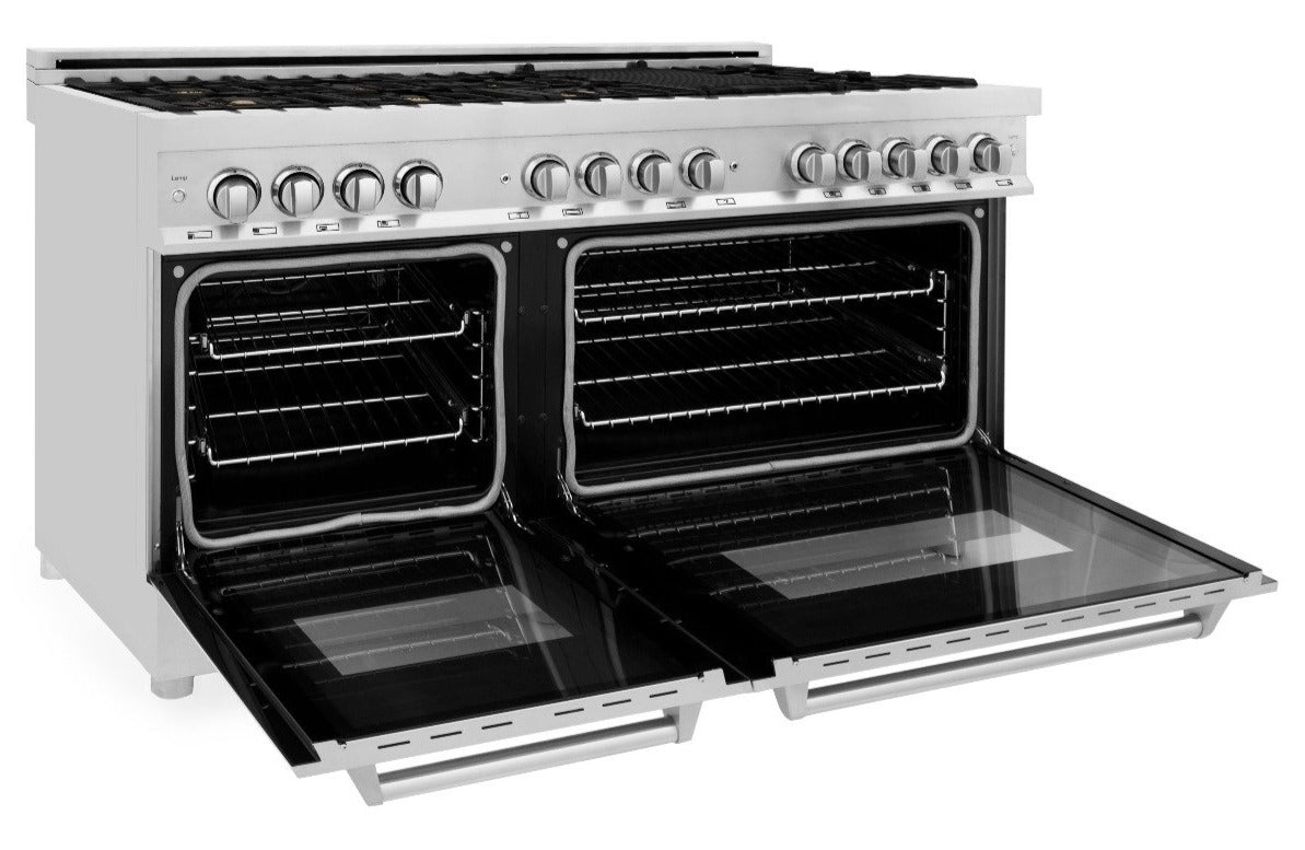 ZLINE 60 in. Professional Gas Burner with Brass Burners, 7.6 cu. ft. Electric Oven in Stainless Steel, RA-BR-60 - Smart Kitchen Lab