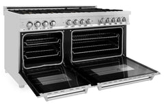 ZLINE 60 in. Professional Gas Burner with Brass Burners, 7.6 cu. ft. Electric Oven in Stainless Steel, RA-BR-60 - Smart Kitchen Lab