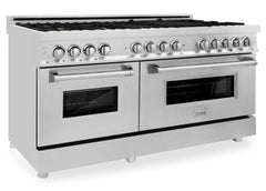 ZLINE 60 in. Professional Gas Burner with Brass Burners, 7.6 cu. ft. Electric Oven in Stainless Steel, RA-BR-60 - Smart Kitchen Lab