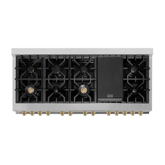 ZLINE 60 Inch Autograph Edition Dual Fuel Range in DuraSnow Stainless Steel with Champagne Bronze Accents, RASZ-SN-60-CB - Smart Kitchen Lab