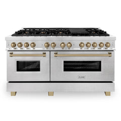 ZLINE 60 Inch Autograph Edition Dual Fuel Range in DuraSnow Stainless Steel with Champagne Bronze Accents, RASZ-SN-60-CB - Smart Kitchen Lab