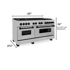 ZLINE 60 Inch Autograph Edition Dual Fuel Range in Stainless Steel with Matte Black Accents, RASZ-60-MB - Smart Kitchen Lab