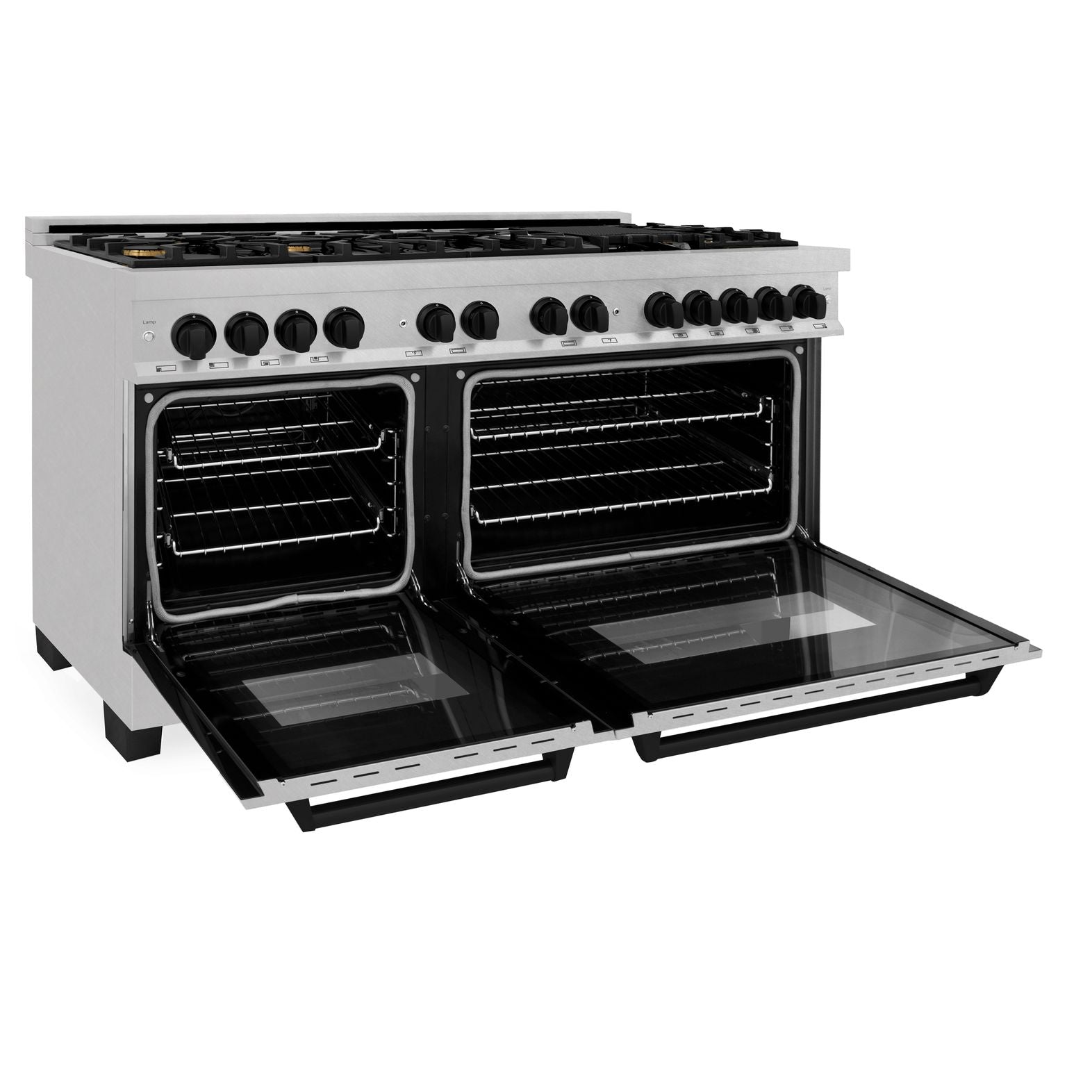 ZLINE 60 Inch Autograph Edition Dual Fuel Range in Stainless Steel with Matte Black Accents, RASZ-60-MB - Smart Kitchen Lab