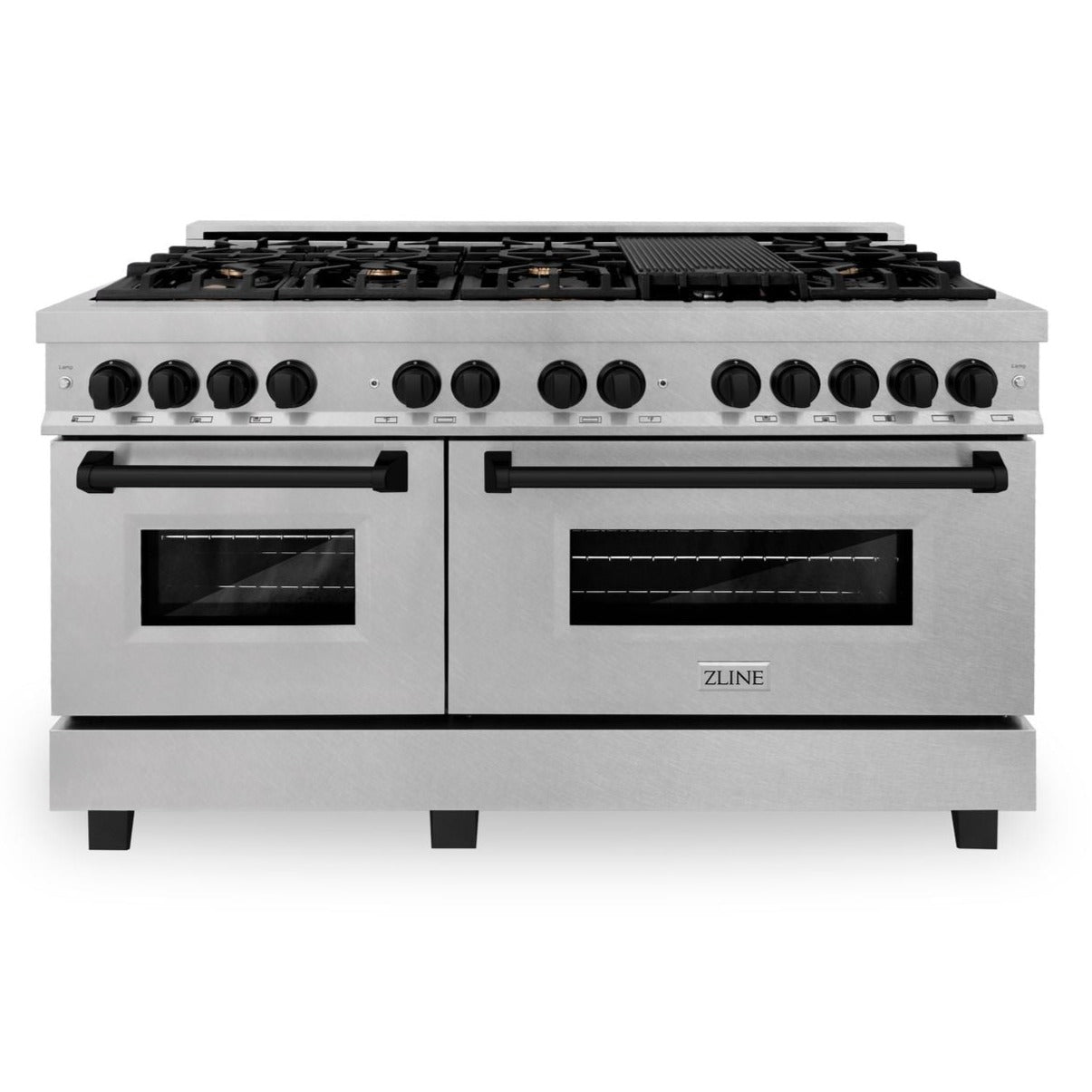 ZLINE 60 Inch Autograph Edition Dual Fuel Range in Stainless Steel with Matte Black Accents, RASZ-60-MB - Smart Kitchen Lab