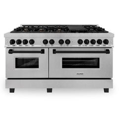 ZLINE 60 Inch Autograph Edition Dual Fuel Range in Stainless Steel with Matte Black Accents, RASZ-60-MB - Smart Kitchen Lab