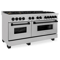 ZLINE 60 Inch Autograph Edition Dual Fuel Range in Stainless Steel with Matte Black Accents, RASZ-60-MB - Smart Kitchen Lab
