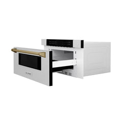 ZLINE Autograph 30 In. 1.2 cu. ft. Built-In Microwave Drawer In Fingerprint Resistant Stainless Steel With Champagne Bronze Accents, MWDZ-30-SS-CB - Smart Kitchen Lab
