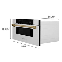 ZLINE Autograph 30 In. 1.2 cu. ft. Built-In Microwave Drawer In Fingerprint Resistant Stainless Steel With Champagne Bronze Accents, MWDZ-30-SS-CB - Smart Kitchen Lab