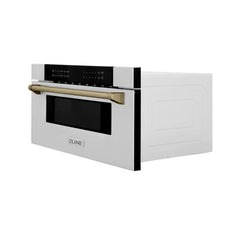 ZLINE Autograph 30 In. 1.2 cu. ft. Built-In Microwave Drawer In Stainless Steel With Champagne Bronze Accents, MWDZ-30-CB - Smart Kitchen Lab