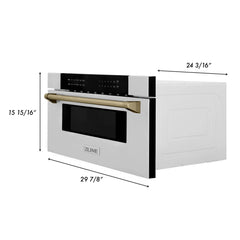 ZLINE Autograph 30 In. 1.2 cu. ft. Built-In Microwave Drawer In Stainless Steel With Champagne Bronze Accents, MWDZ-30-CB - Smart Kitchen Lab