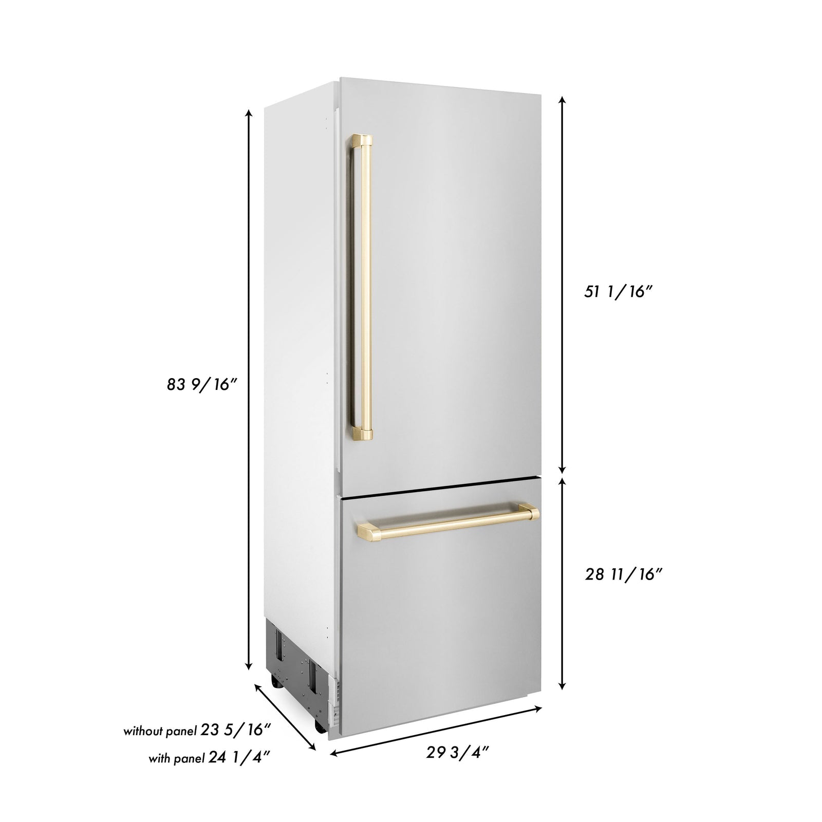 ZLINE Autograph 30 In. 16.1 cu. ft. Built-In Refrigerator with Internal Water and Ice Dispenser with Gold Accents, RBIVZ-304-30-G - Smart Kitchen Lab