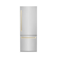 ZLINE Autograph 30 In. 16.1 cu. ft. Built-In Refrigerator with Internal Water and Ice Dispenser with Gold Accents, RBIVZ-304-30-G - Smart Kitchen Lab