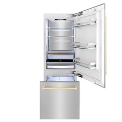 ZLINE Autograph 30 In. 16.1 cu. ft. Built-In Refrigerator with Internal Water and Ice Dispenser with Gold Accents, RBIVZ-304-30-G - Smart Kitchen Lab