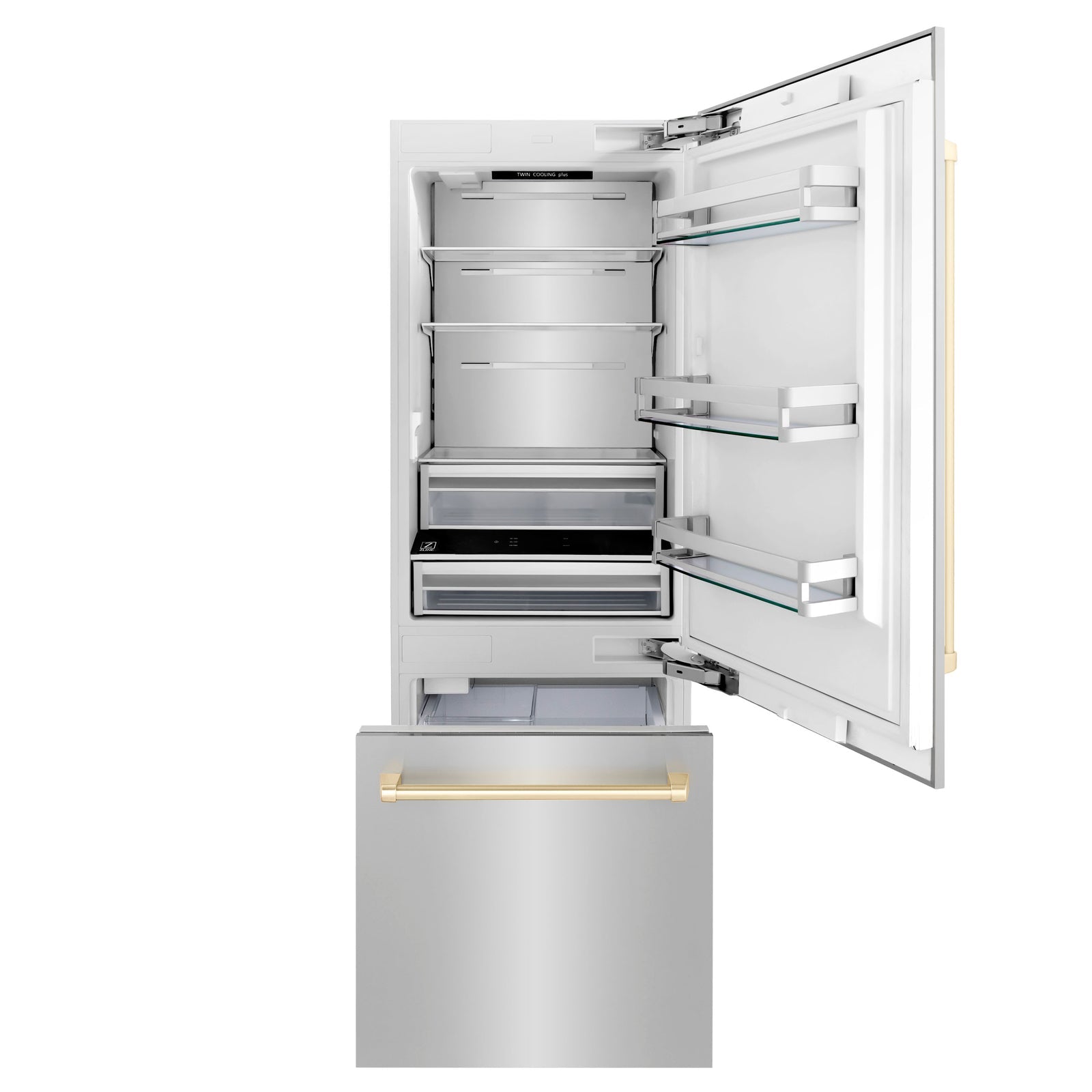 ZLINE Autograph 30 In. 16.1 cu. ft. Built-In Refrigerator with Internal Water and Ice Dispenser with Gold Accents, RBIVZ-304-30-G - Smart Kitchen Lab