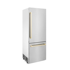 ZLINE Autograph 30 In. 16.1 cu. ft. Built-In Refrigerator with Internal Water and Ice Dispenser with Gold Accents, RBIVZ-304-30-G - Smart Kitchen Lab