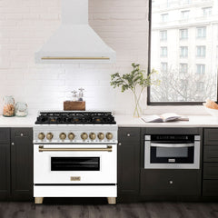 ZLINE Autograph 36 Inch DuraSnow® Stainless Steel Range Hood with DuraSnow® Shell and Champagne Bronze Handle, 8654SNZ-36-CB - Smart Kitchen Lab