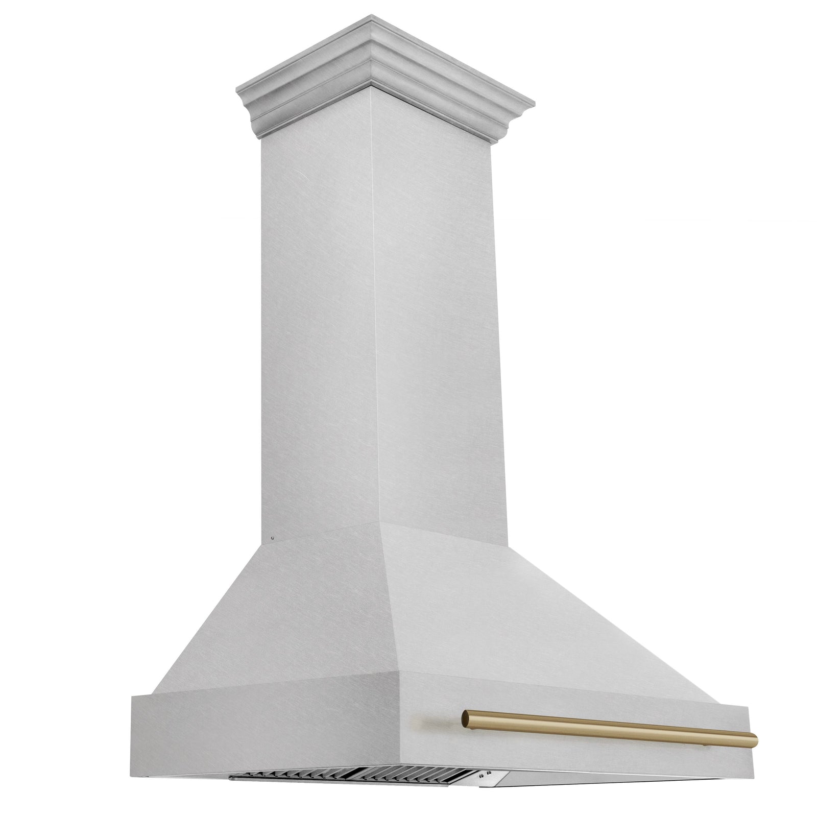 ZLINE Autograph 36 Inch DuraSnow® Stainless Steel Range Hood with DuraSnow® Shell and Champagne Bronze Handle, 8654SNZ-36-CB - Smart Kitchen Lab