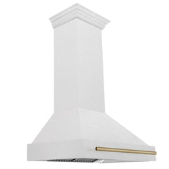 ZLINE Autograph 36 Inch DuraSnow® Stainless Steel Range Hood with DuraSnow® Shell and Champagne Bronze Handle, 8654SNZ-36-CB - Smart Kitchen Lab