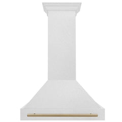 ZLINE Autograph 36 Inch DuraSnow® Stainless Steel Range Hood with DuraSnow® Shell and Champagne Bronze Handle, 8654SNZ-36-CB - Smart Kitchen Lab