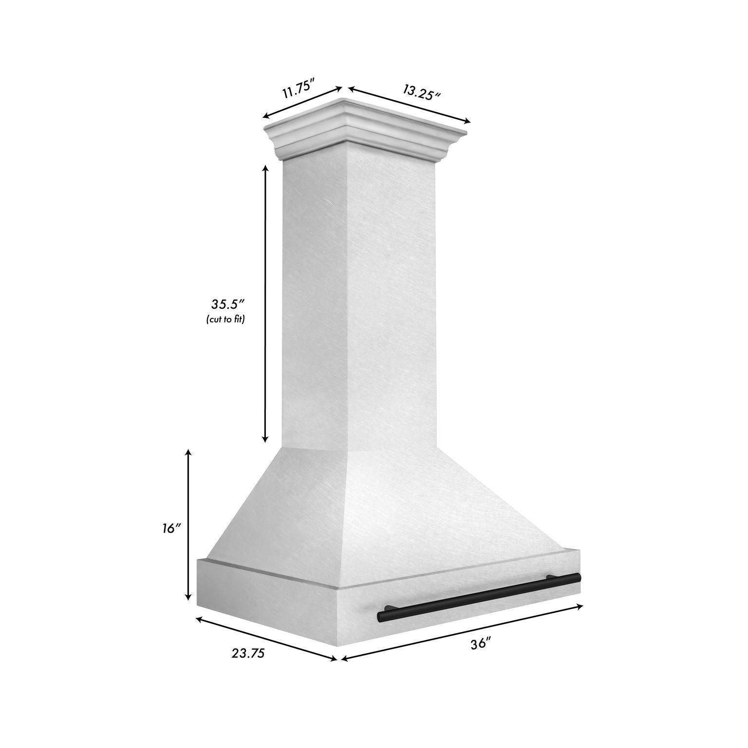 ZLINE Autograph 36 Inch DuraSnow® Stainless Steel Range Hood with Matte Black Handle, 8654SNZ-36-MB - Smart Kitchen Lab