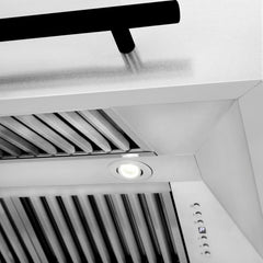 ZLINE Autograph 36 Inch DuraSnow® Stainless Steel Range Hood with Matte Black Handle, 8654SNZ-36-MB - Smart Kitchen Lab