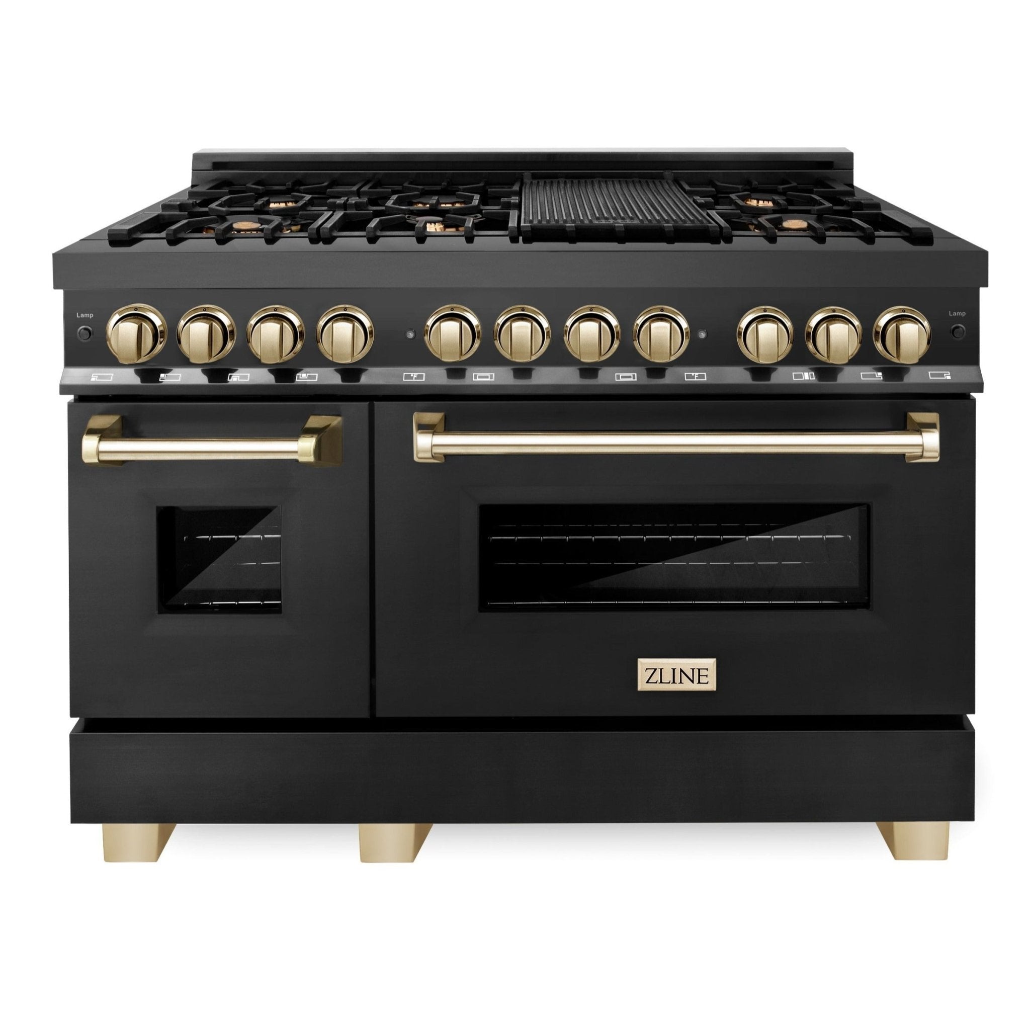 ZLINE Autograph 48 in. Gas Burner/Electric Oven in Stainless Steel with Gold Accents, RAZ-48-G - Smart Kitchen Lab