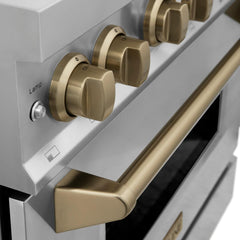 ZLINE Autograph 48 in. Range with Gas Burner, Electric Oven in Stainless Steel with Champagne Bronze Accents, RAZ-48-CB - Smart Kitchen Lab