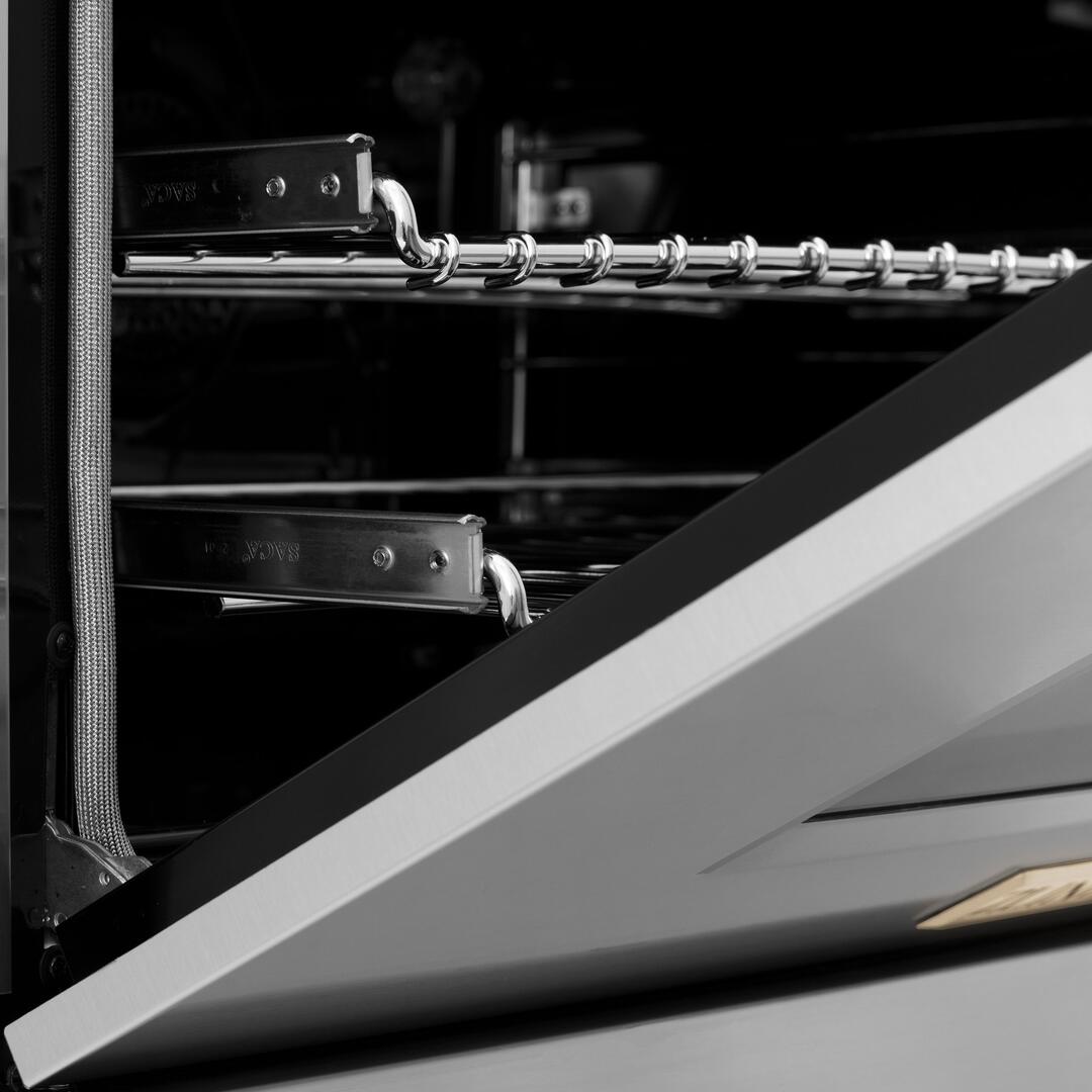 ZLINE Autograph 48 in. Range with Gas Burner, Electric Oven in Stainless Steel with Champagne Bronze Accents, RAZ-48-CB - Smart Kitchen Lab