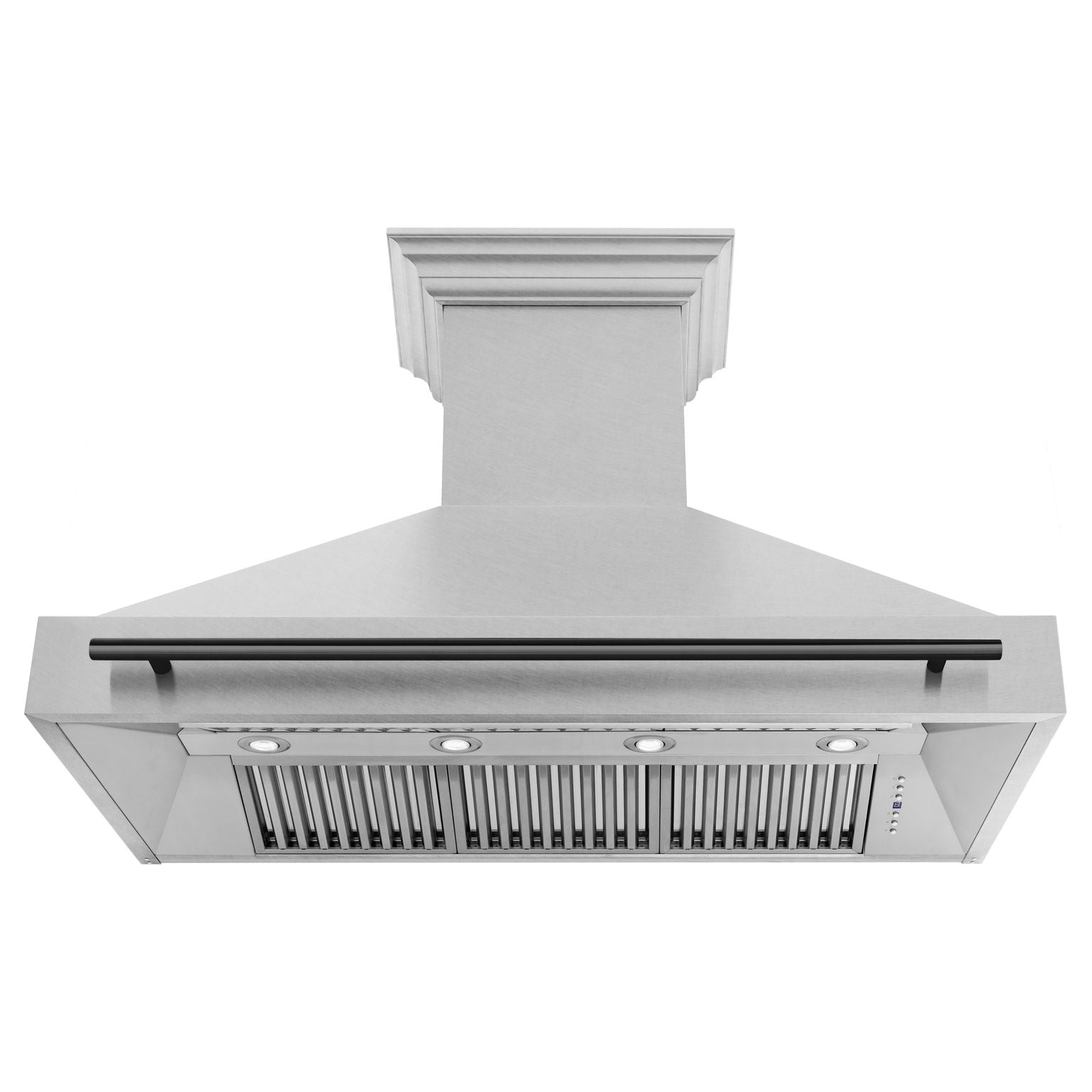 ZLINE Autograph 48 Inch DuraSnow® Stainless Steel Range Hood with DuraSnow® Shell and Matte Black Handle, 8654SNZ-48-MB - Smart Kitchen Lab