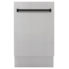 ZLINE Autograph Edition 18 in. Dishwasher in Stainless Steel with Matte Black Handle, DWVZ-304-18-MB - Smart Kitchen Lab