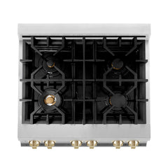 ZLINE Autograph Edition 30 in. 4.0 cu. ft. Gas Burner/Electric Oven in Stainless Steel with Gold Accents, RAZ-30-G - Smart Kitchen Lab