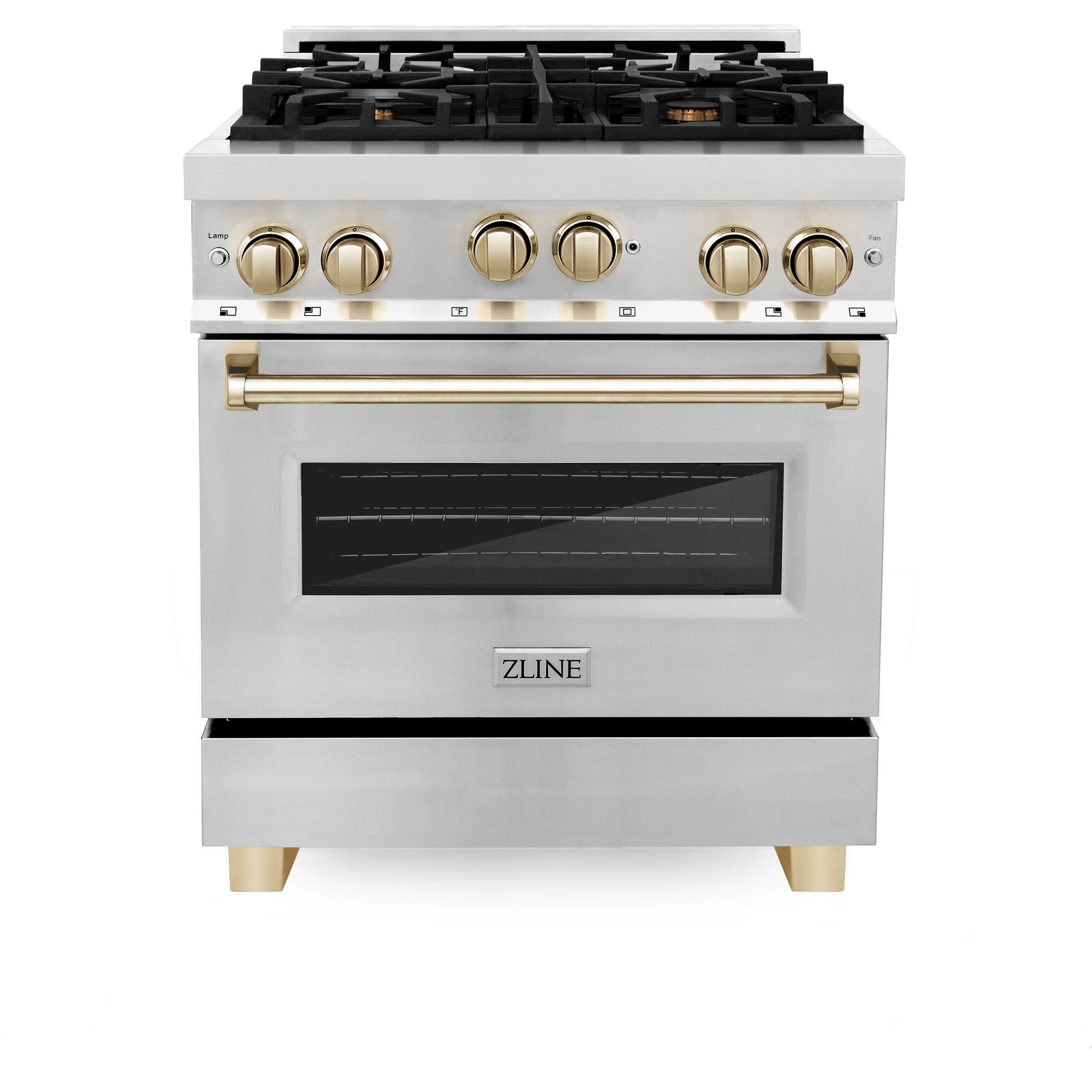ZLINE Autograph Edition 30 in. 4.0 cu. ft. Range with Gas Burner and Gas Oven in Stainless Steel with Gold Accents, RGZ-30-G - Smart Kitchen Lab