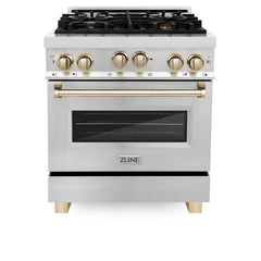 ZLINE Autograph Edition 30 in. 4.0 cu. ft. Range with Gas Burner and Gas Oven in Stainless Steel with Gold Accents, RGZ-30-G - Smart Kitchen Lab