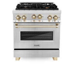 ZLINE Autograph Edition 30 in. 4.0 cu. ft. Range with Gas Burner and Gas Oven in Stainless Steel with Gold Accents, RGZ-30-G - Smart Kitchen Lab