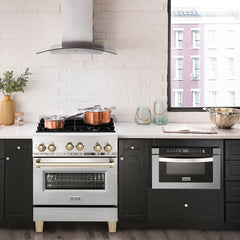 ZLINE Autograph Edition 30 in. 4.0 cu. ft. Range with Gas Burner and Gas Oven in Stainless Steel with Gold Accents, RGZ-30-G - Smart Kitchen Lab