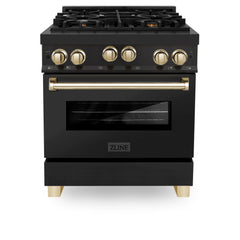 ZLINE Autograph Edition 30 in. 4.0 cu. ft. Range with Gas Burner and Gas Oven in Stainless Steel with Gold Accents, RGZ-30-G - Smart Kitchen Lab