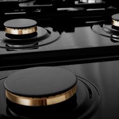 ZLINE Autograph Edition 30 in. Porcelain Rangetop with 4 Gas Burners in DuraSnow® Stainless Steel and Matte Black Accents, RTSZ-30-MB - Smart Kitchen Lab