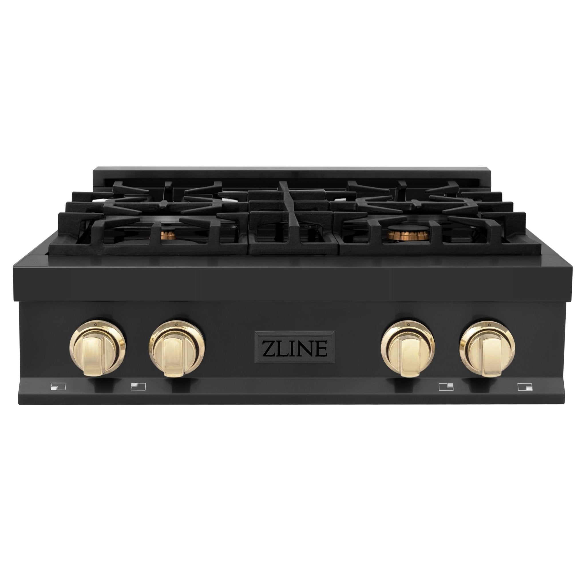 ZLINE Autograph Edition 30 in. Porcelain Rangetop with 4 Gas Burners in Stainless Steel and Gold Accents, RTZ-30-G - Smart Kitchen Lab