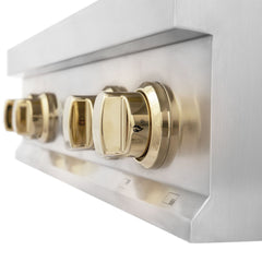 ZLINE Autograph Edition 30 in. Porcelain Rangetop with 4 Gas Burners in Stainless Steel and Gold Accents, RTZ-30-G - Smart Kitchen Lab
