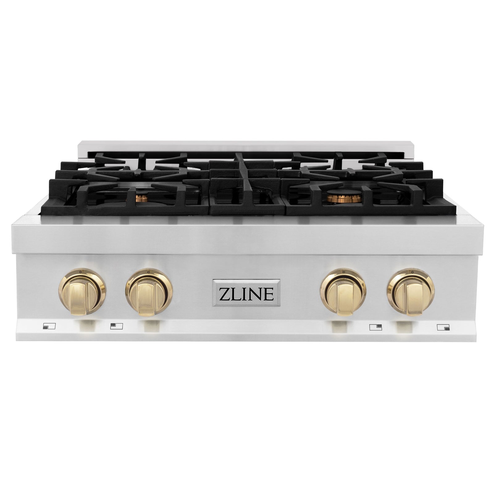 ZLINE Autograph Edition 30 in. Porcelain Rangetop with 4 Gas Burners in Stainless Steel and Gold Accents, RTZ-30-G - Smart Kitchen Lab