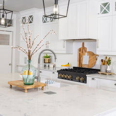 ZLINE Autograph Edition 30 In. Rangetop with 4 Gas Burners in Black Stainless Steel and Champagne Bronze Accents, RTBZ-30-CB - Smart Kitchen Lab