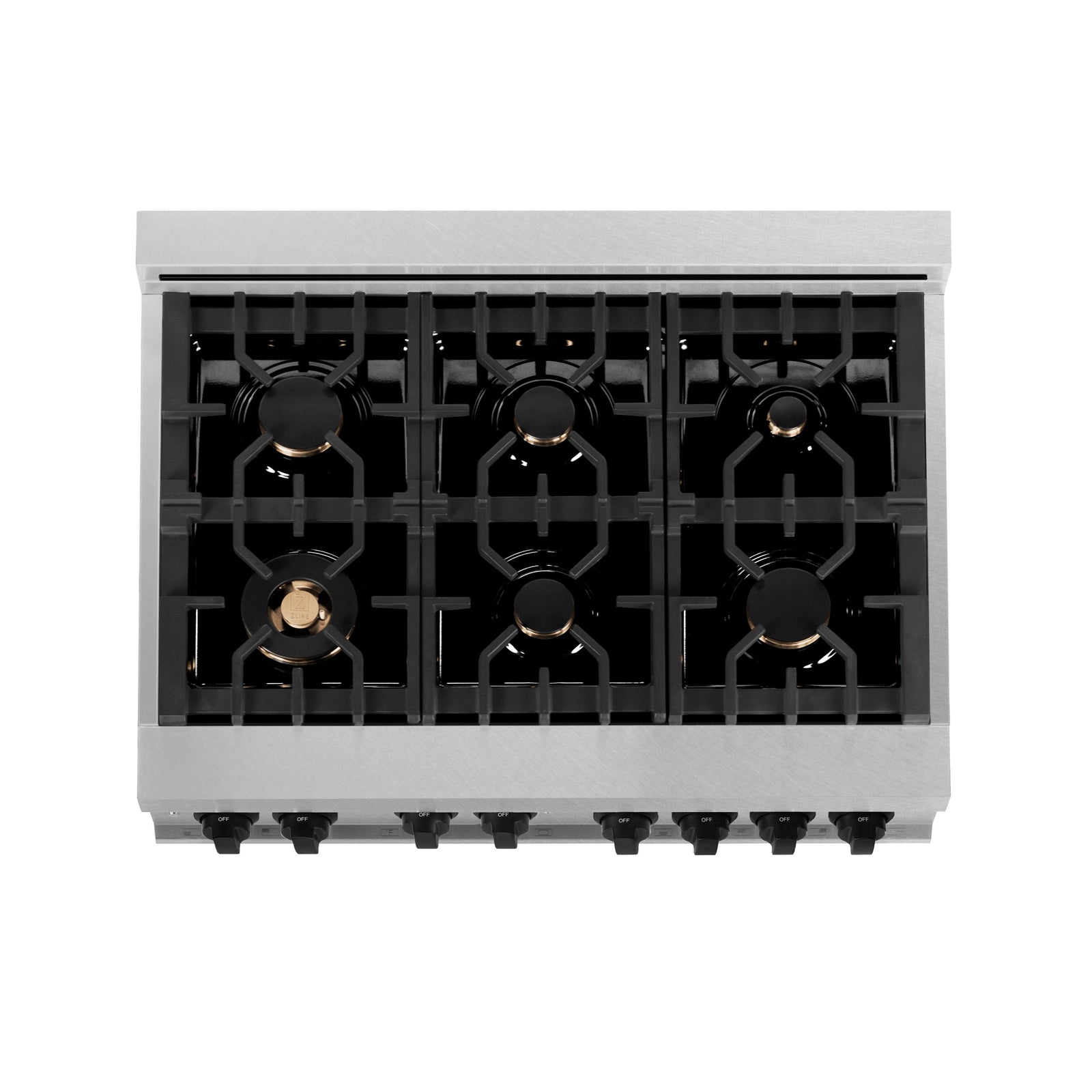 ZLINE Autograph Edition 36 in. 4.6 cu. ft. Gas Burner/Gas Oven Range in DuraSnow® with Matte Black Accents, RGSZ-SN-36-MB - Smart Kitchen Lab
